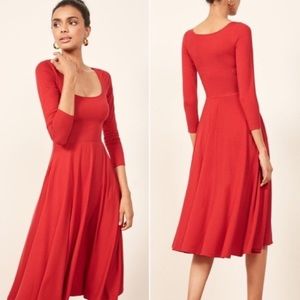 Reformation Red Midi Dress